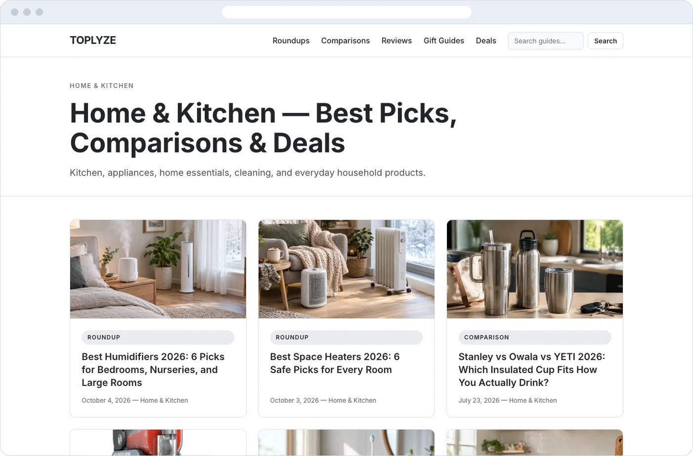 Toplyze: розділ каталогу Home & Kitchen на комп'ютері