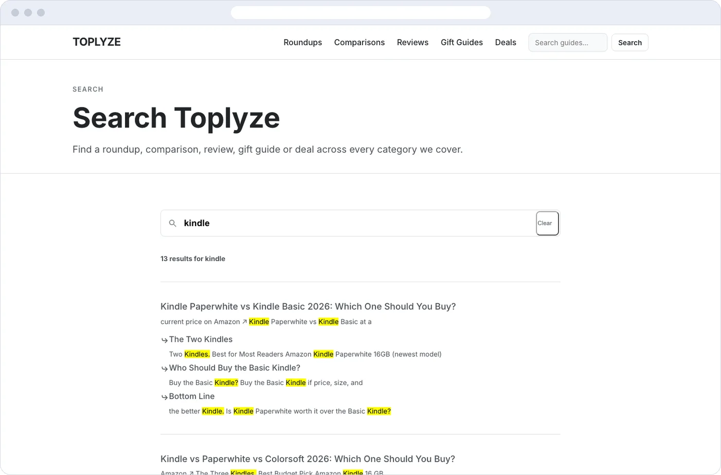 Toplyze: пошук по сайту на комп'ютері